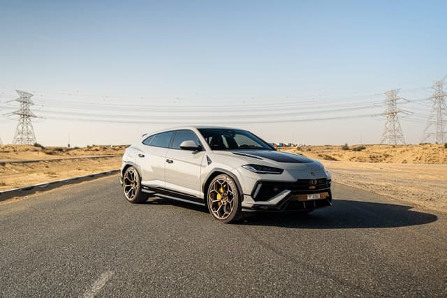 Lamborghini Urus Performante 2025 Rental Dubai:  Silver SUV, Yellow Interior