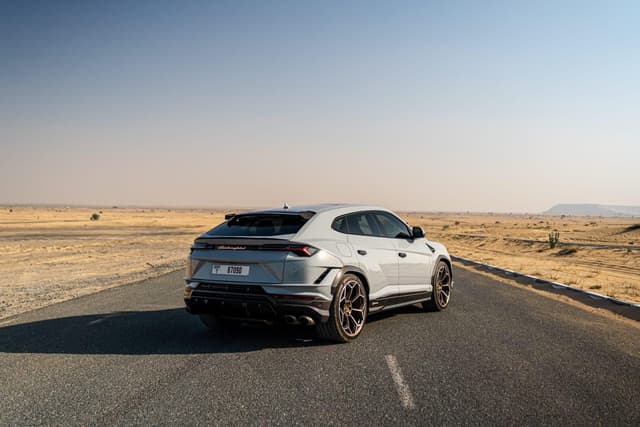 Lamborghini Urus Performante 2025 Rental Dubai:  Silver SUV, Yellow Interior
