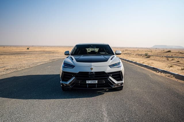 Lamborghini Urus Performante 2025 Rental Dubai:  Silver SUV, Yellow Interior