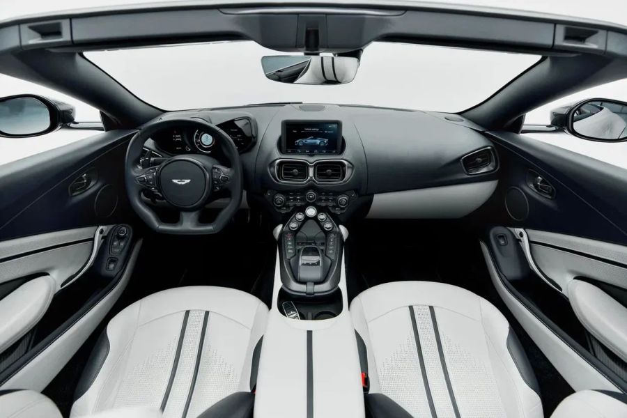 White Aston Martin Vontage 2022 for rent in Dubai