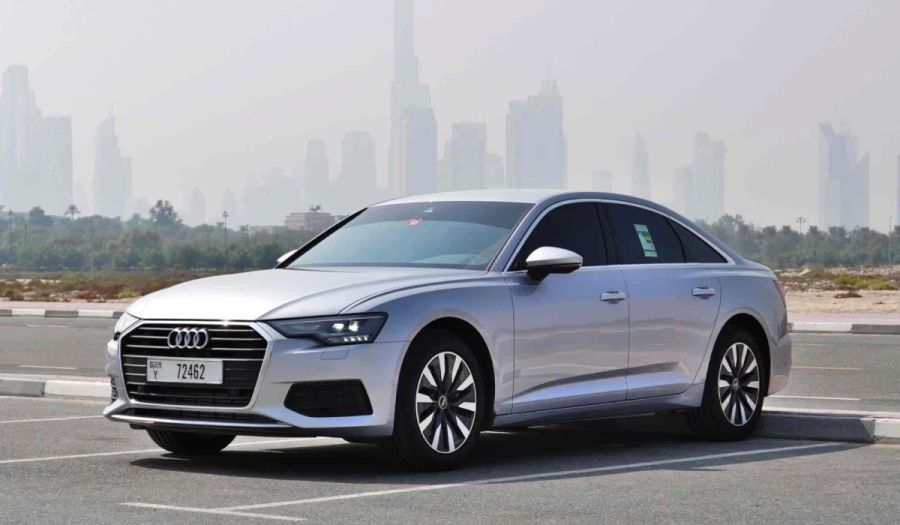light gray-silver Audi A6 2022 for rent in Dubai