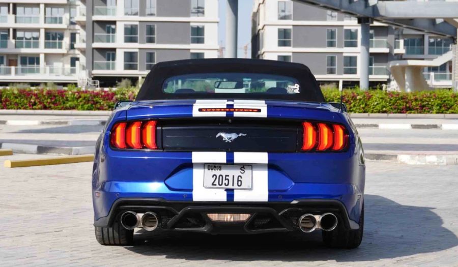 Light blue Shelby Mustang Cabrio 2021 for rent in Dubai