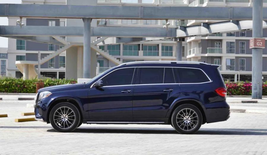 black Mercedes Benz GLS 450 2019 for rent in Dubai