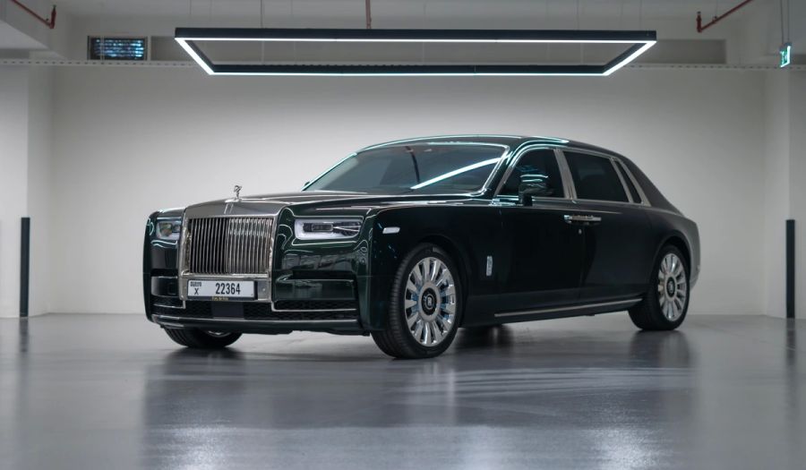 green Rolls Royce Phantom BESPOKE EDITION 2022 for rent in Dubai