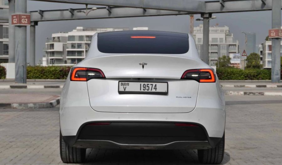 White Tesla Model Y Dual Motor 2022 for rent in Dubai